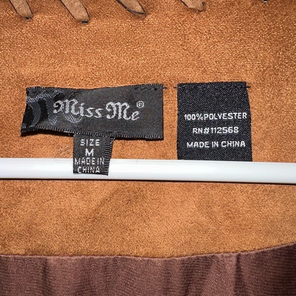 Miss Me Brown Faux Leather Fringe Vest Size Medium - Picture 2 of 5